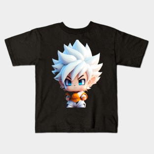 Ultra instinct white hair goku style martial artist miniature Kids T-Shirt